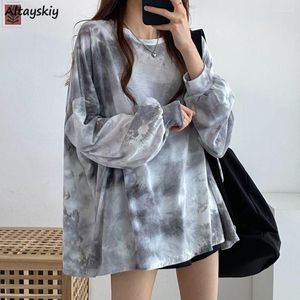 Women's T Shirts Long Sleeve T-shirts Women Harajuku Tie-Dye Stylish Autumn Chic Top Teens Streetwear All-Match Clothing Y2k