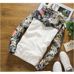 Männer Jacken Frühling Herbst Baseball Jacke Männer Gewaschen Casual Slim Mode Mit Kapuze Frint Floral Camouflage Kleine Mäntel Grau Weiß BlauHerren