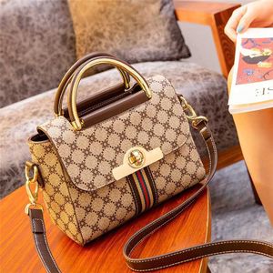 2023 Purses Clearance Outlet Online Sale Hong Women's New Fashion Texture Color Contrast Leather Crossbody Bag Versatile ins One shoulder Handbag