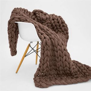 Decke SEIKANO, weich gestrickt, für den Winter, dick, Sofaüberwurf, großes Garn, Roving, grob, handgefertigt, Gewicht, nordische Heimdekoration, 230114