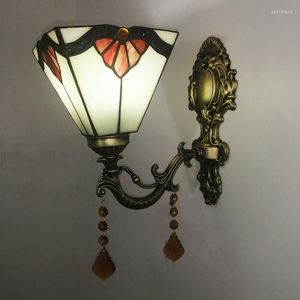 Lampy ścienne vintage śródziemnomorskie witraże szklane sypialnia Lampa nocna luster