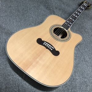 Guitarra personalizada, tampo de abeto sólido, escala de jacarandá, laterais e costas de jacarandá, guitarras acústicas cutaway de alta qualidade de 41 polegadas