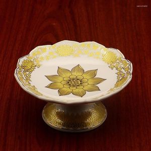 Plates Creative Lotus Ceramic Fruit Plate Hushåll Enshrine Buddha Hall Tray Snack Dish Buddhist Supplies Accessories Decoration