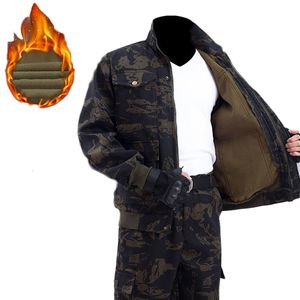 Men's Tracksuits Plus Velvet Overalls Fall And Winter Wearresistant Warm Camouflage Tooling Suit Auto Repair Labor Insurance Service 230206
