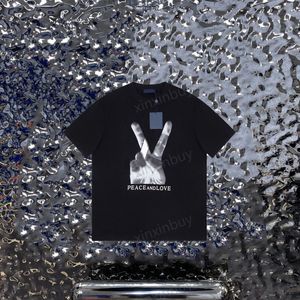 xinxinbuy Herren Designer T-Shirt 23ss Peace and Love Print Finger Kurzarm Baumwolle Damen Schwarz Weiß Grün Braun XS-L