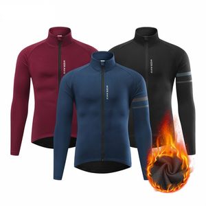 Giacca da ciclismo da uomo Pile termico invernale Bicicletta MTB Abbigliamento da bici da strada Maglia lunga impermeabile antivento Mantieni il cappotto caldo