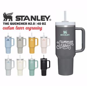 With Logo Stanley 40oz Cups Mug Tumbler With Handle Insulated Stainless Steel Tumblers Lids Straws Coffee Termos Cup 0206