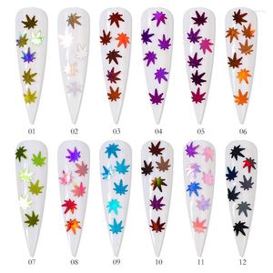 Лак для ногтей 12 цветов кленовые лист украшения блестки многоцветные блестящие DIY Decors Set Soyw889