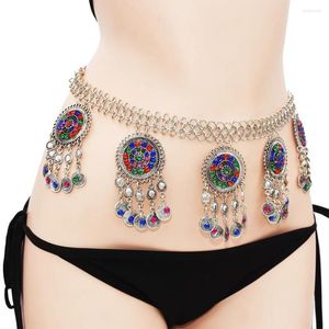Brincos de decote Conjunto Bohemian Vintage Ethnic Bead Coin Tassel Jhumka Bracelets Belly Dance Caint Chaist Chaist Gypsy Turkish Jewelry