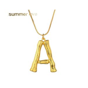 Pendant Necklaces Fashion 26 Inital Letter Name Bamboo Pendants Necklace For Women Gold Color Az Alphabet Snake Chain Jewelry Wholes Dhxwi