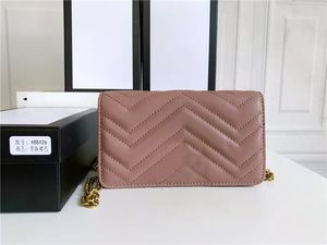 Tasarımcı Lüks Çantalar Çanta Çantası Matelasse Küçük Marmont Kapitone Çanta 488426 Deri Tek Chian Crossbody Çanta Debriyaj Çanta Mor Renkli Omuz Çantası