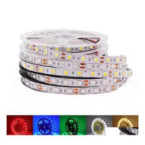 Led Strips Strip 5050 5054 2835 Smd Waterproof Ribbon Diode 12V Flexible Tape Light 60/120Leds/M Lights For Room Decor 5M/Roll Drop Dh0Nb