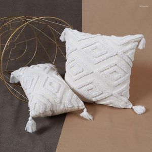 Pillow White Cover 45x45cm/30x50cm Cotton Ivory Loop Tufted For Home Decoration Netural Living Room Bedroom