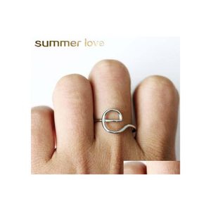 Cluster Rings Letter Ring For Women Creative Design E M C K R Y H Initial Alphabet Sier Gold Ringfashion Jewelry Gift Drop Delivery Dh23Z