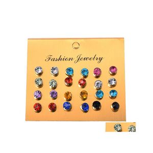 Stud 5Mm 12 Pairs Set Colorf White Crystal Earrings For Women Earring Jewelry Rhinestones Fashion Gift Wholesale Drop Delivery Dhwmz