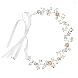 Bandanas Bridal Hair Bride Wedding Headband Headpiece Pearl Crystal Rhinestone Band Hairband Accessories Flower Clip Head Vines Women