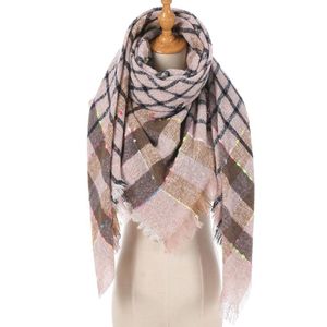 Scarves Women Plaid Scarf Lady Shawl Soft Warm Foulard Knitted Cashmere Poncho Blanket Wraps Female Lattice Wool Luxury BrandScarves