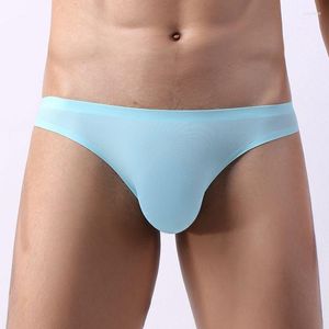 Underpants One Piece Ultra Thin Bulge Convex U Pouch Sexy Mens Briefs Breathable Mesh Ice Silk Gay Seamless Low Waist Bikini Underwear