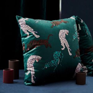 Kudde /dekorativ vintage sammet omslag Dekorativt fodral Leopardtryck Luxury Home Office Soffa Chair Coussin Decoration Decorc