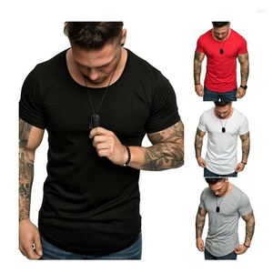 Men's T-skjortor Fashion Summer Gym Muscle Tee Topps Bodybuilding Cotton Sport Fitness Casual T-shirt Plus Size Solid White