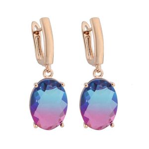 Dangle Earrings & Chandelier Style Trend Big Oval Shape Design 585 Rose Gold Colorful Metal Women Long Hanging Jewelry For 2023Dangle