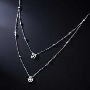 Hänghalsband 2022 Ny mode lyxig glänsande zirkon dubbel halsband för kvinnor eleganta romantiska brudhalsband bröllopspresent utredning smycken G230206