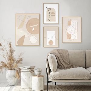 Paintings Beige Geometric Pattern Wall Pictures Abstract Line Art Canvas Painting Nordic Minimalism Poster And Print For Living Room DecorPa