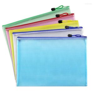 Förvaringspåsar 5st A4/A5/A6 Mesh dragkedja Pouch Document Bag Waterproof PVC School Office Supplies Pencil Case