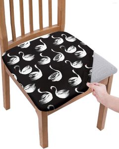 Camas de cadeira Swan Black White Elasticity Cover Office Office Seat Protector Case Home Kitchen Dining Room Slipcovers