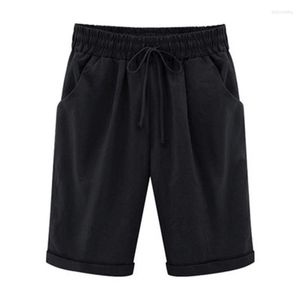 Shorts femininos verão mulheres sólidas filhas casuais elásticas calças curtas do joelho tamanho grande e s-6xl