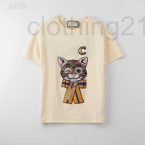 Kvinnors t-shirt designer kvinnors paljetter t-shirts flickor tecknad katt tryck topp kvinnor avslappnad utomhus t-shirt ungdomsmode kl￤der tee skjortor qu5k