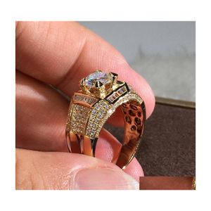 カップルリングメッキの金色のダイヤモンドリングロックジュエリーアニロエスマルタドバギューダイアントビズテリア818 r2ドロップデリバリーdhowu