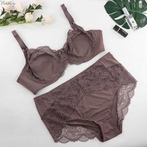 Sexy Conjunto Parifairy Floral Lace Ultra Fin Bra and Panties Tamanho grande de roupas íntimas lingerie feminino Brassieres D Copo 38-48 XL-6XL Y2302