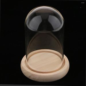Vasi Base in legno Cloche Cupola in vetro Coperchio Espositore Barattolo Centrotavola Decorazione da tavolo