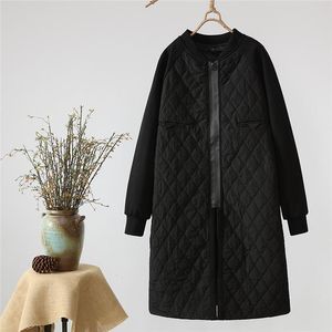 Women's Trench Coats Autumn Winter Parka Coat Warm Jacket Female Thin Cotton Quilted Femmes Stand Collar Black OuterwearWomen's
