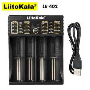 Carregadores de telefone celular Liitokala lii-402 carregador de bateria inteligente 1.2V 3.7V 3.2V 3.85V AAAAA para 18490 18350 17670 17500 16340 14500 10440 Baterias 230206