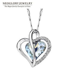 Naszyjniki wisiorek Neoglory Austria Crystal Rhinestone Love Heart Naszyjniki dla kobiet projektantki biżuterii mody 2020 JS4 He1 He-B G230206