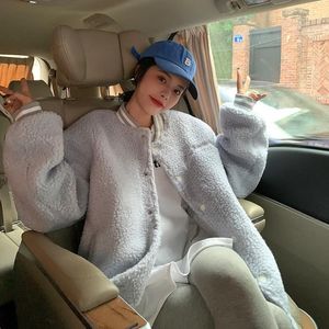 Women's Jackets 2023 Clothing Autumn Winter Letter Printing Long Sleeve Lambswool Woman Jacket Korean Style Baseball Uniform Coat