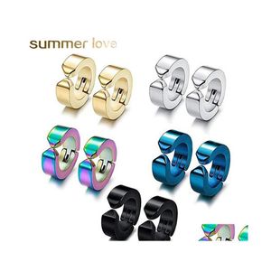 Ear Cuff Fashion Ukształtowany klips ze stali nierdzewnej dla mężczyzn Kobiet na kolczykach Hoop Hie Nonpiercing Złoty Sliver Blue Rainbow Kolczyk Drop Dhshc