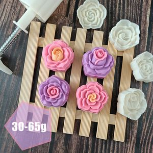 Narzędzia do ciasta Mid-Autum Festival 30-65G Mooncake Mold 3D Rose Flower Stamp Cake Forma Pieczak Akcesoria Ręcznie