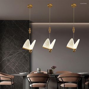 Pendant Lamps Nordic Living Room Bedroom Lamp Modern Personality El Butterfly Single Head LED Light Luxury Restaurant Stairwell Chande