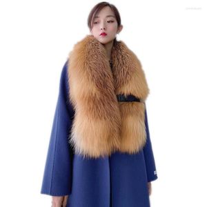 Schals koreanische weibliche weiche echte Pelz Winter flauschige verdicken winddichte warme Nackenschutz mit Gürtelkragen