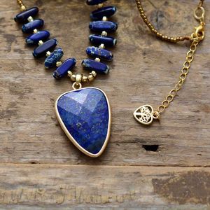 Pendentif Colliers Bohème Pierres Naturelles Lapis Pendentif Collier Femmes Exquis Charme Perlé Collier Ras Du Cou OL Bijoux Femme En Gros G230206