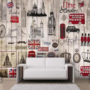 Papéis de parede European Wood Wood Floor UK Londres Mural de parede grande tamanho de pintura de pintura de papel para sala de estar decoração de fundo de TV