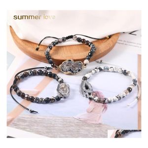 Bracelets de charme de 6 mm de pedra natural para mulheres irregulares pendentes pendentes artesanais de bracelete de s￳rdia de mam￣es de mam￣