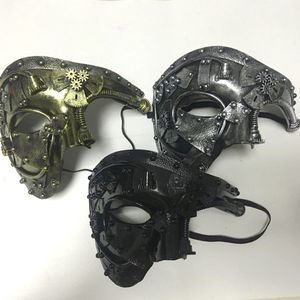 Maski imprezowe Punk Style Venetian Mask Helmet Mechanical Men Steampunk Phantom of Opera Halloween Cosplay Costume Face 230206