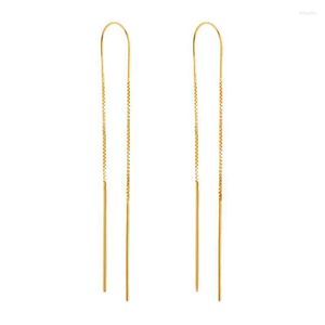 Orecchini a bottone Semplice catena lunga Donna Argento sterling 925 Pendientes piercing Pendientes Plata Gioielli coreani placcati in oroStud Effi22