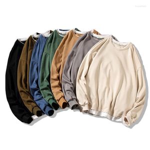 Men's Hoodies Mens Solid Casual Men Women Oversize Round Neck Plain Sweatshirts Streetwear Korean Autumn Clothes Male Black Blue HD59