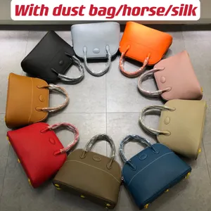 Bolide 1923 Crossbody Bags 27cm Evercolor Cowhide Genuine Leather Silver Hardware Lady Top Handle Bowling Shoulder Bag 9 Colors With Straps/Dust Bag/horse/Silk