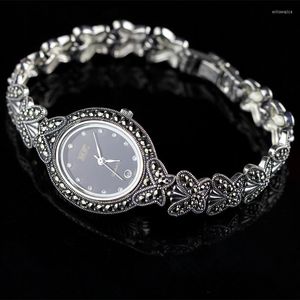 Pulseira de borboleta de alta qualidade Pulseira Boretim relógio Retro S925 Sterling Silver Real Jewelry Watchwatches Will22